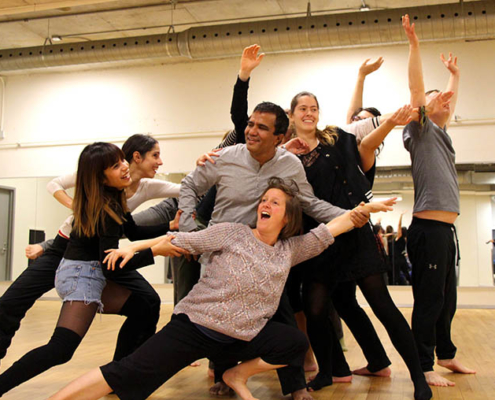 a dancing troupe performing