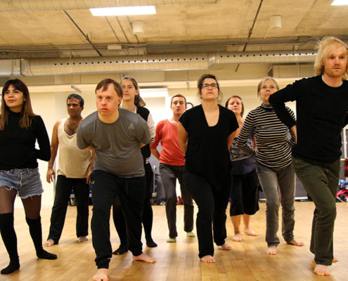 a dancing troupe performing